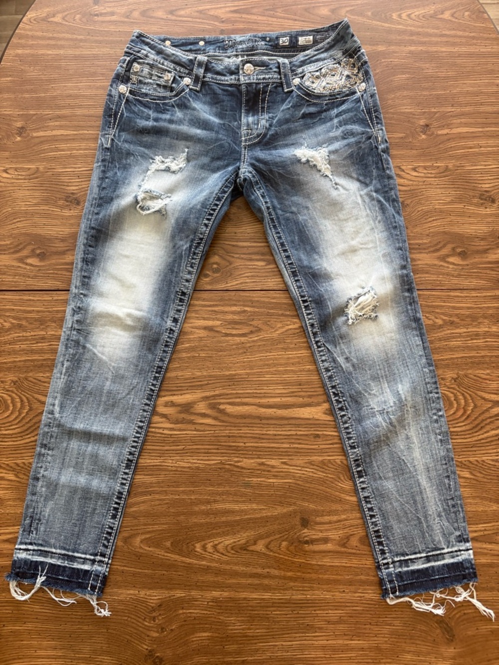 Miss Me Distressed Medium Blue Denim Jeans